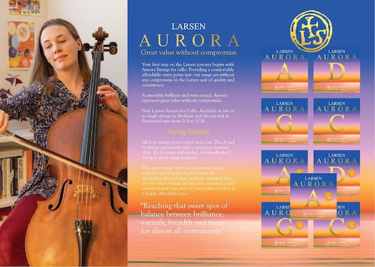 Larsen Aurora 3/4 Medium Μονές Χορδές Steel Τσέλου 4τμχ 1/2