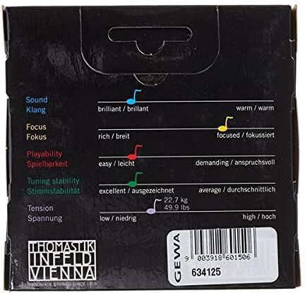 Thomastik Set of Synthetic Core Strings for Violin 4/4 / 7/8 Vision Solo Violin Set Medium 4/4