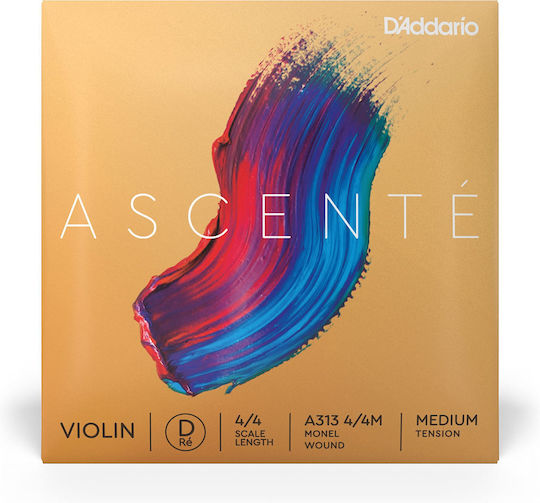 Daddario Single Synthetic Core String for Violin 4/4 Ascente Medium Single D