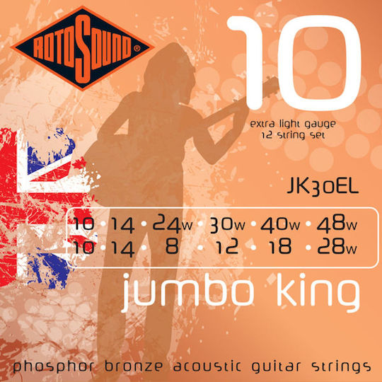 Rotosound Jumbo King Set Corzi Pentru Chitară Acustică Fosfor Bronz 10 - 48