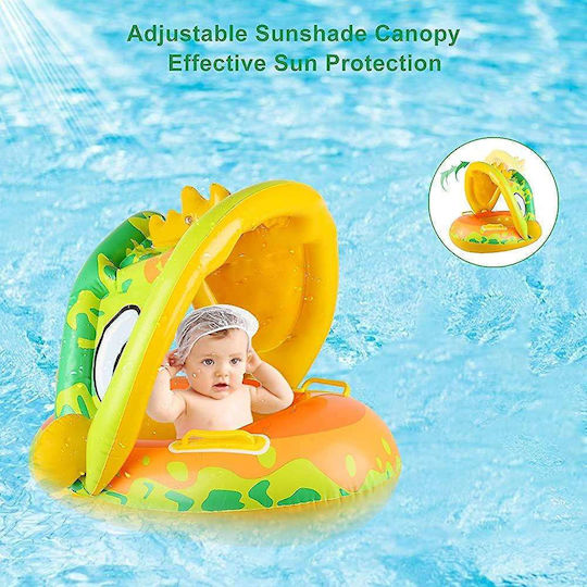 Schwimmtrainer mit Länge 70cm und Sonnenschutz Grüner Dinosaurier