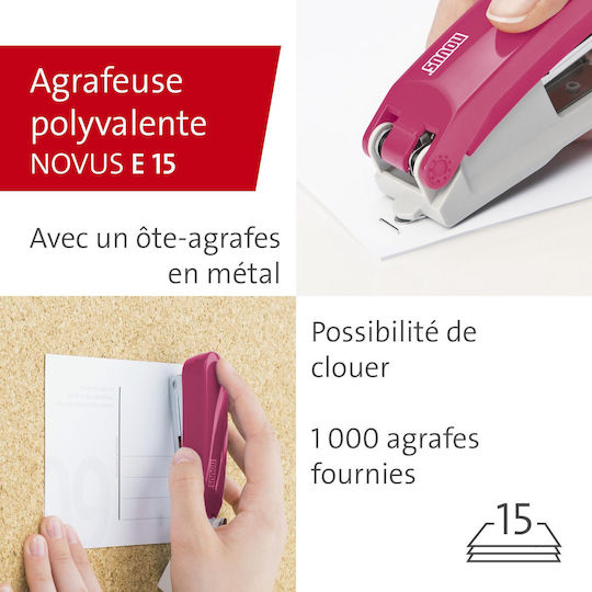 Novus Kit E15 Stapler + E210 Hole Puncher + Rose Staples