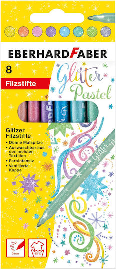 Eberhard Faber Glitter Pastel Washable Glitter Drawing Markers 3mm Set 8pcs
