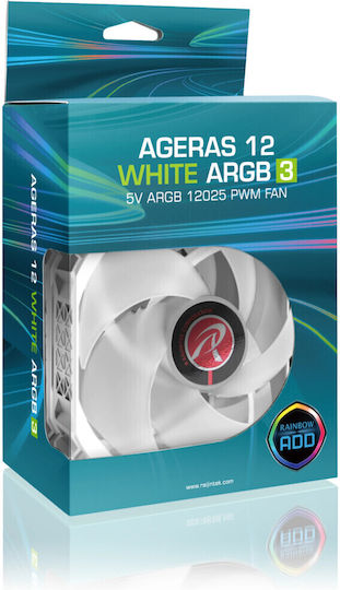 Raijintek Ageras 12 Case Fan 120mm (2200rpm / 67.38cfm) με RGB Φωτισμό και Σύνδεση 4-Pin PWM 3τμχ