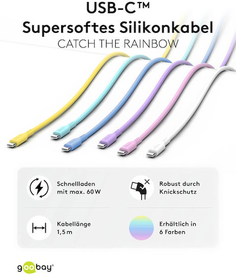 Goobay USB 2.0 Cable USB-C Male - USB-C 60W PD Pink 1.5m