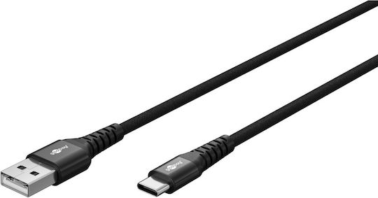 Goobay Geflochten USB 2.0 Kabel USB-C männlich - USB-A 60W Schwarz 2m (74527)