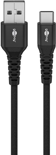 Goobay Geflochten USB 2.0 Kabel USB-C männlich - USB-A 60W Schwarz 2m (74527)