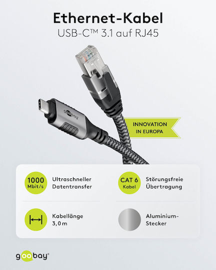 Goobay USB 2.0 Cable USB-C male - USB-C Μαύρο 3m 70699