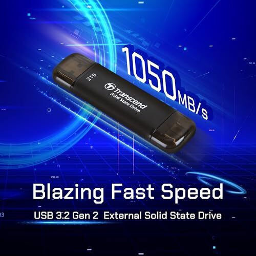 Transcend ESD310C 512GB USB 3.2 SSD Stick with connection USB-A & USB-C Black