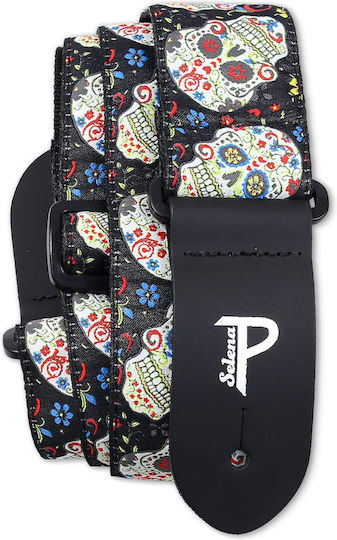 Perri's Curea Pentru Chitară Sugar Skull Neagră