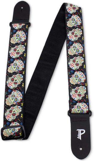 Perri's Curea Pentru Chitară Sugar Skull Neagră