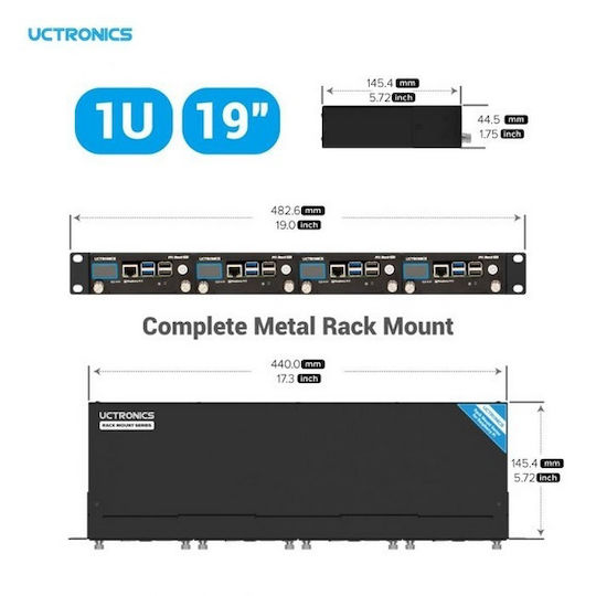 Uctronics Pi 5 Rack Pro 1u Rack Mount 4 × M.2 Nvme Ssd Base Pcie To Nvme Safe Shutdown 0.96 Color Lcd Raspberry Pi 5 Nvme Rack