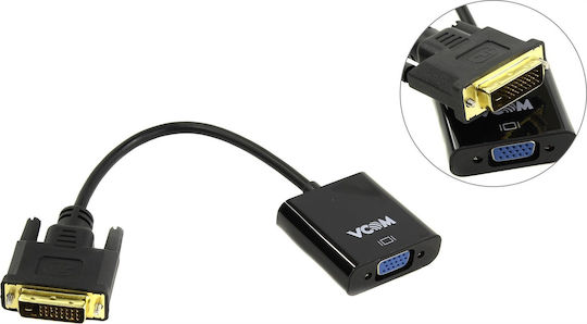 Vcom Cg491-0.15m Адаптер Активен Конвертор от DVI-D M към VGA F 0.15m Черен
