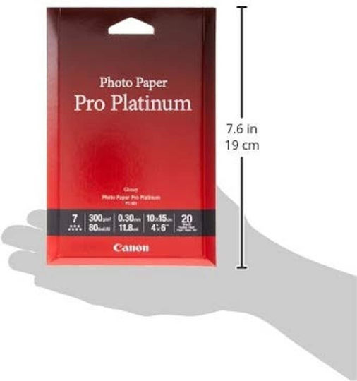 Canon PT-101 Φωτογραφικό Χαρτί Pro Platinum A6 (10x15) 300gr/m² για Εκτυπωτές Inkjet 20 Φύλλα