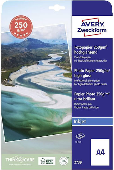 Avery Zweckform Photo Paper Highgloss A4 (21x30) 250gr/m² for Printers Inkjet 40 Sheets
