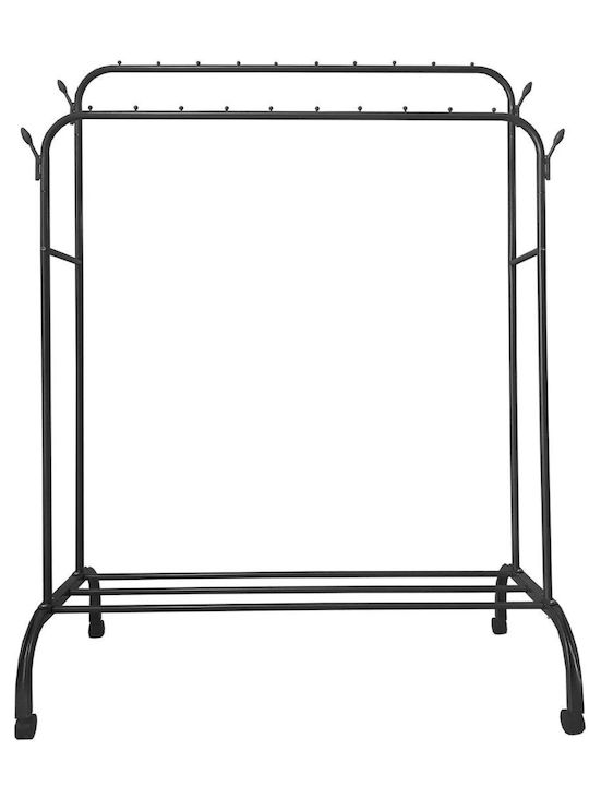 Uncle George Wheeled Floor Garment Rack made of Metal Black 110x55x150cm