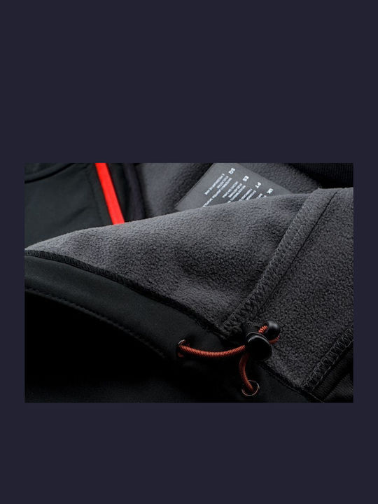 Iver Geacă pentru bărbați de iarnă Softshell Impermeabil și rezistent la vânt Black/Coral