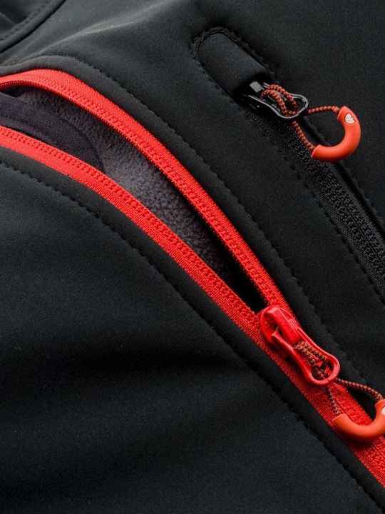 Iver Geacă pentru bărbați de iarnă Softshell Impermeabil și rezistent la vânt Black/Coral