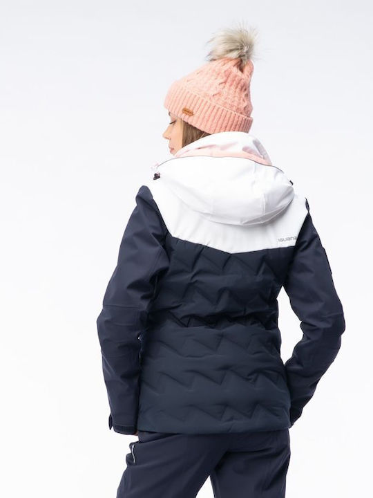 Women's Short Puffer Jacket Waterproof for Winter with Hood Beige