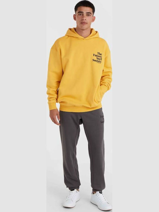 Surf Men's Sweatshirt with Hood and Pockets Yellow