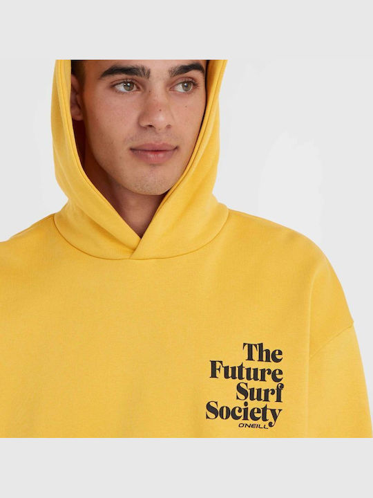Surf Men's Sweatshirt with Hood and Pockets Yellow