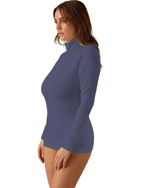 Women's Long Sleeve Turtleneck T-Shirt Raf Blue