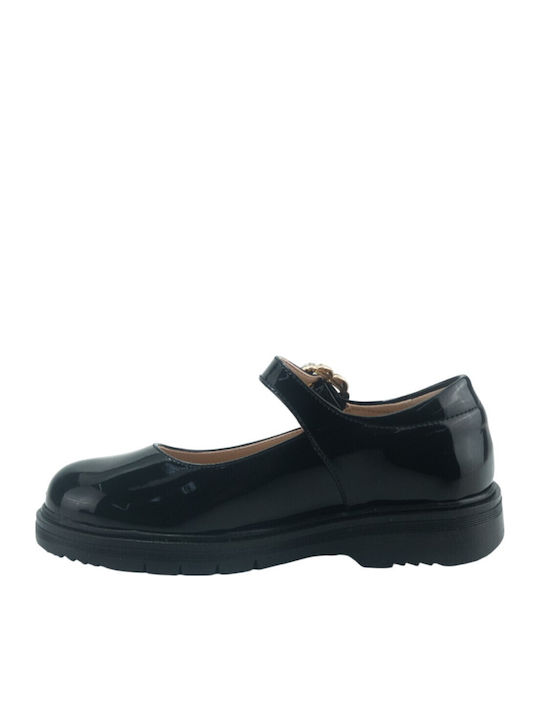 Kids Ballerinas with Adjustable Metal Clasp Black