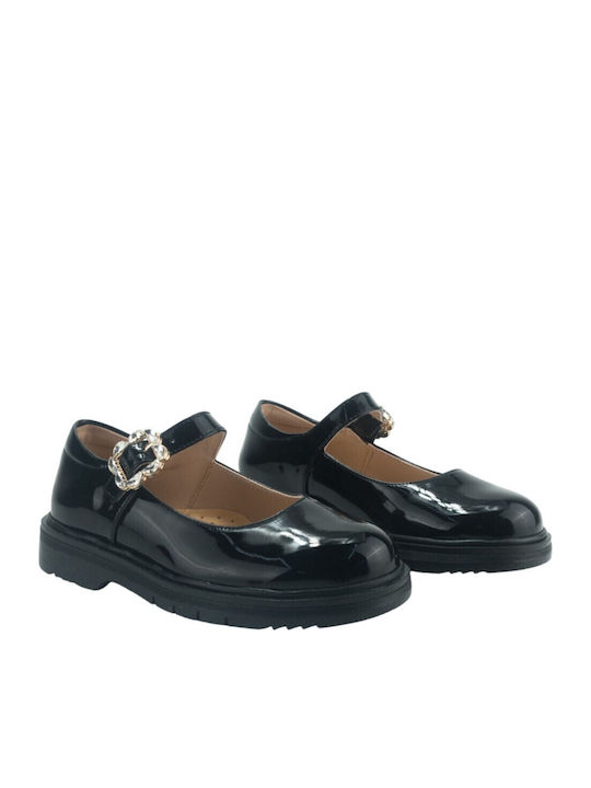 Kids Ballerinas with Adjustable Metal Clasp Black