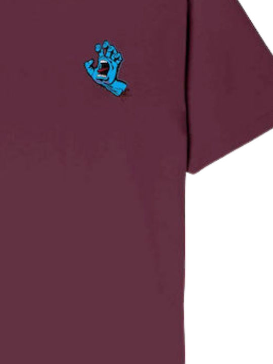 Screaming Hand Chest T-shirt Dark Cherry