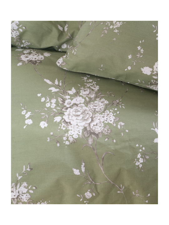Rythmos Diva Set Bed Sheet With 2 Pillowcases Super-Double With Rubber Hugger 160x260+25cm Green (4 Pieces)