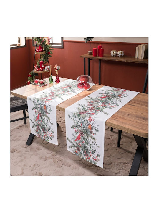 Teoran Christmas Tablecloth Runner Fabric Multicolour L160xW40cm.