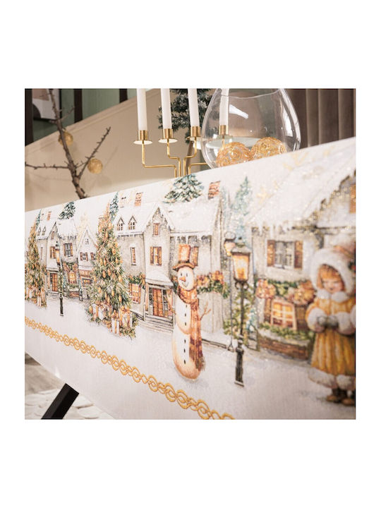 Teoran Weihnachtlich Tischtuch Stoff Blau L140xB140cm.