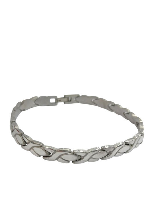 Kalliopi Silver Βραχιόλι Χειροπέδα από Ανοξείδωτο Ατσάλι 22cm