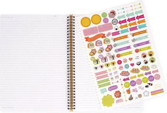 Legami Milano Notebook Spiral 160 Sheets A4 Ruled with Elastic White