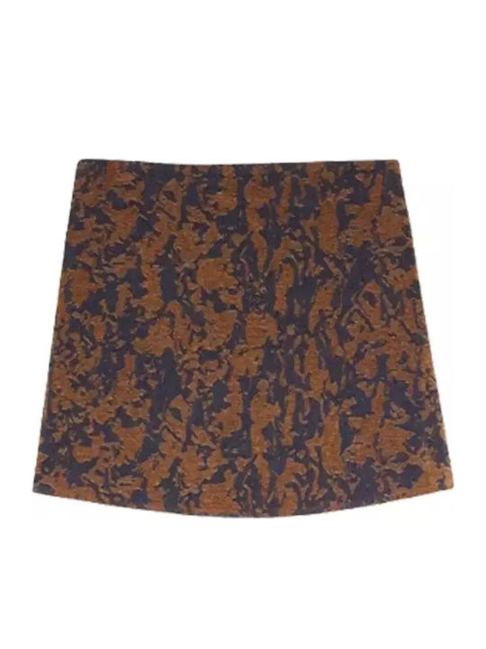 Mini Φούστα Navy Blue & Brown
