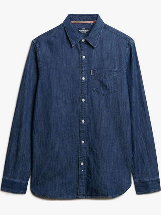 D2 Stud Long-sleeved Cotton Shirt Denim