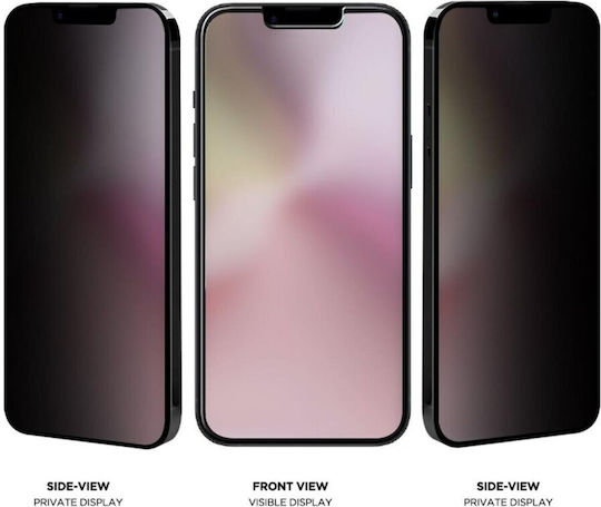 Eiger Mountain Glass Privacy Tempered Glass Screen Protector for iPhone 16 iPhone 14 iPhone 13 iPhone 13 Pro Black