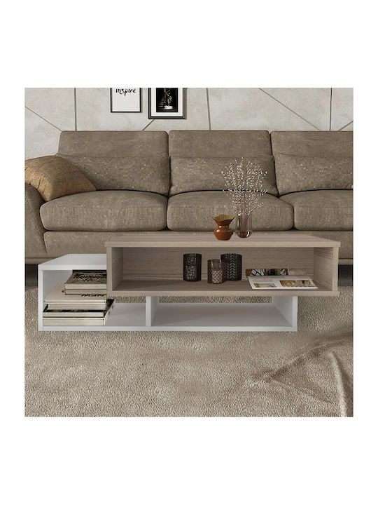 Masa Centrală Rectangulară Tab Din Lemn Alb / Cordoba L105xL60xÎ32cm