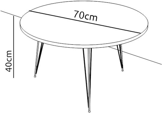 Masa Centrală Rotundă Tayo Din Lemn Neagră Lățime 70x Lungime 70x Înălțime 40cm