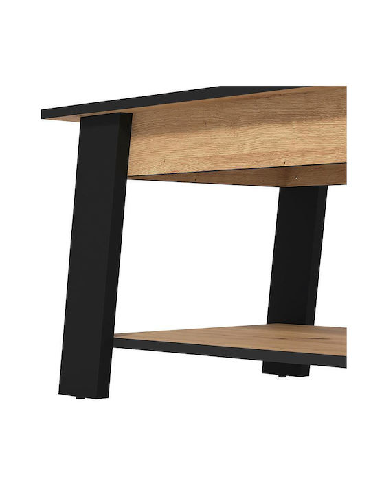 Masa De Cafea Centrală Rectangulară Piave Din Lemn Artisan Oak Negru Mat M101xL55xÎ47cm