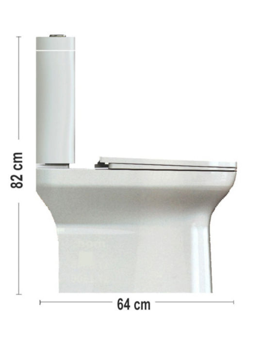 Huida Ariston Floor-Standing Toilet Rimless with Flush with Slim Cover Soft Close White