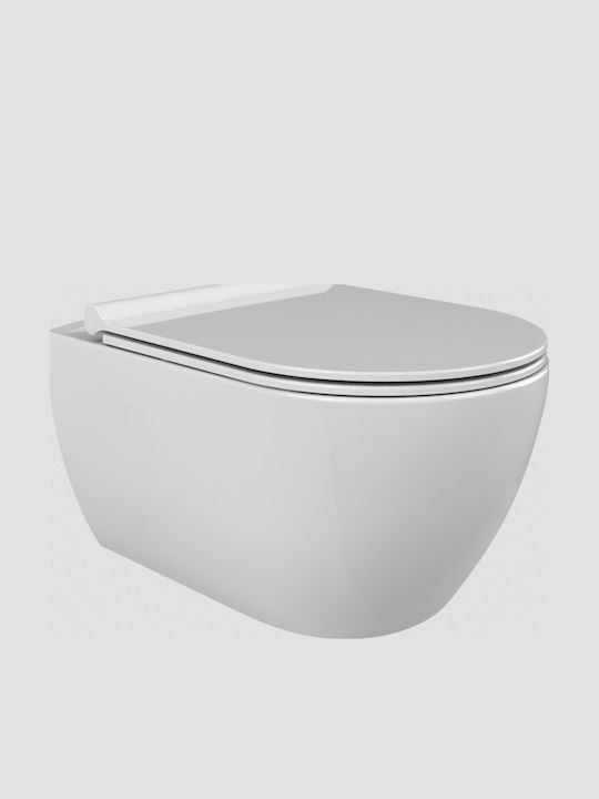 Cerastyle City Wandhängende Toilette Randlos mit Schlank Deckel Sanftes Schließen Weiße