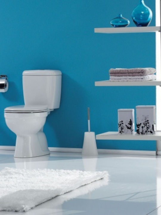 Cerastyle Ova Stehende Toilette mit Spülung mit Deckel Sanftes Schließen Weiße