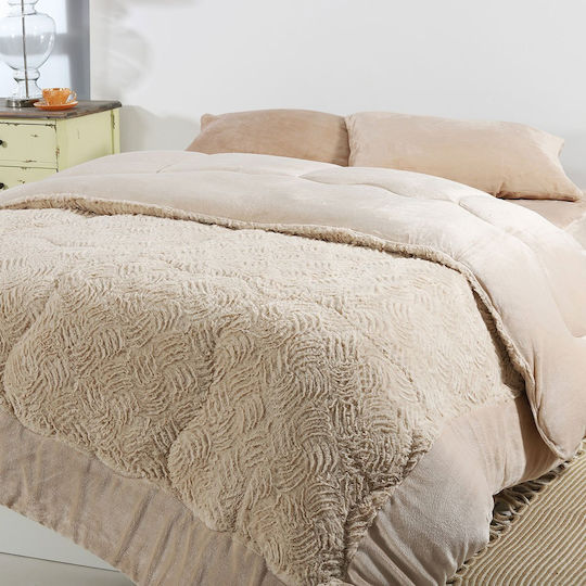 Silk Fashion Husă de pătură Super Dublu 240x260cm Cremă 240 g/mp²Gsm