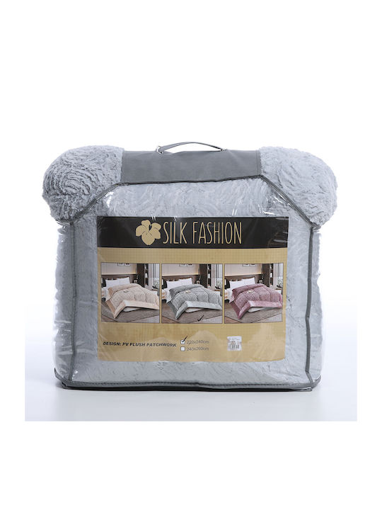 Silk Fashion Duvet Cover Queen 220x240cm Blue Silver 240 GSMGsm