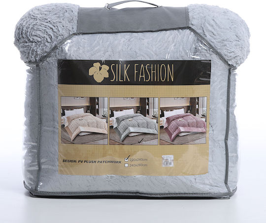 Silk Fashion Duvet Cover Queen 220x240cm Blue Silver 240 GSMGsm