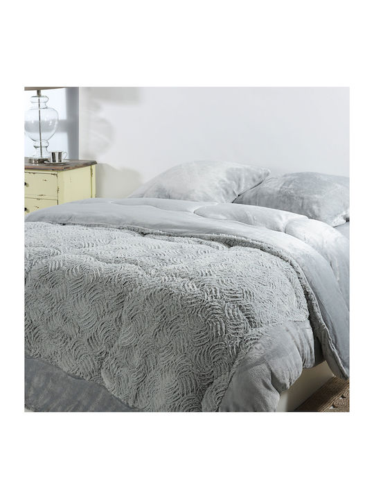 Silk Fashion Duvet Cover Queen 220x240cm Blue Silver 240 GSMGsm