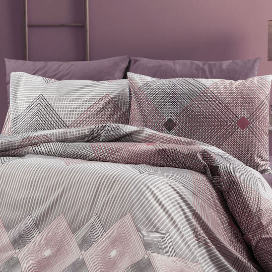 Μαξιλαροθήκη με Φάσα Grey-burgundy 50x70εκ.