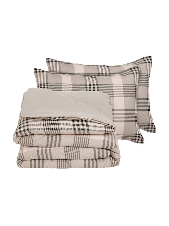 Das Home Bettbezug-Set Baumwolle Übergröße mit 2 Kissenbezügen 220x240 Flannel