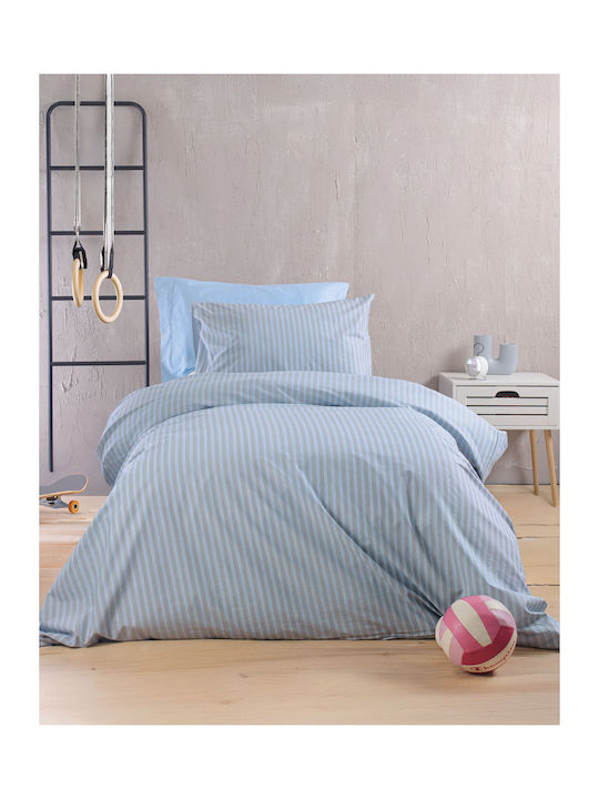 Rythmos Комплект Плик за Завивка Памучен Кинг Сайз с 2 Калъфки 225x250 Polene Синьо
